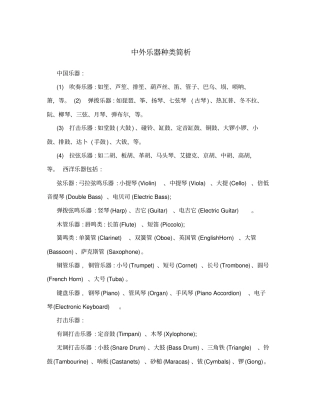 中外乐器种类简析