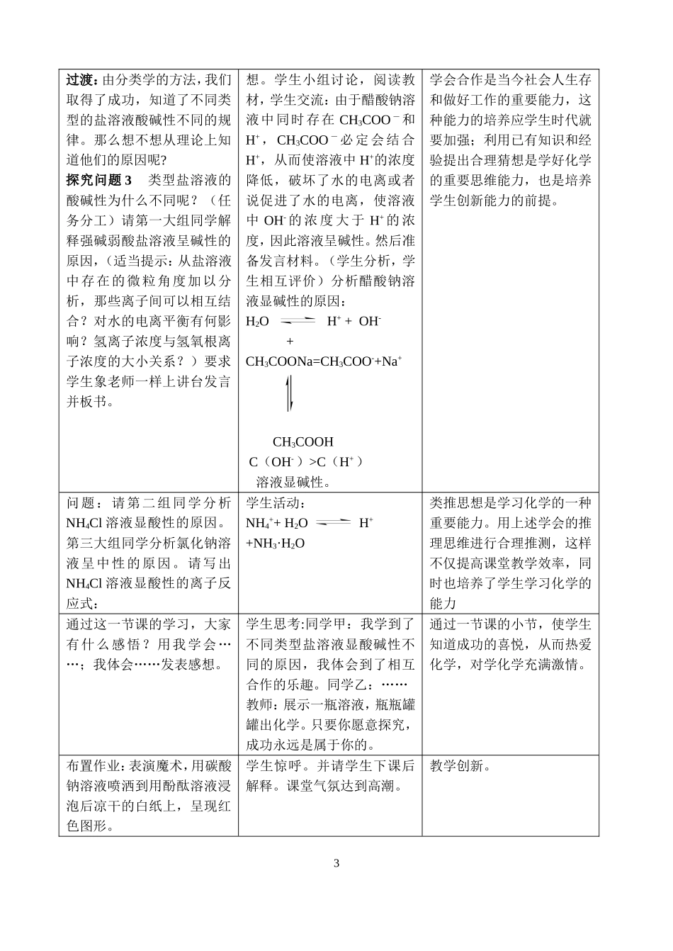 盐类水解教学设计_第3页