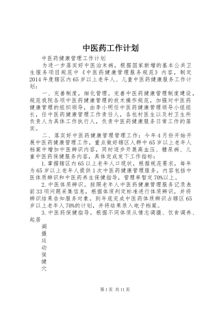中医药工作计划