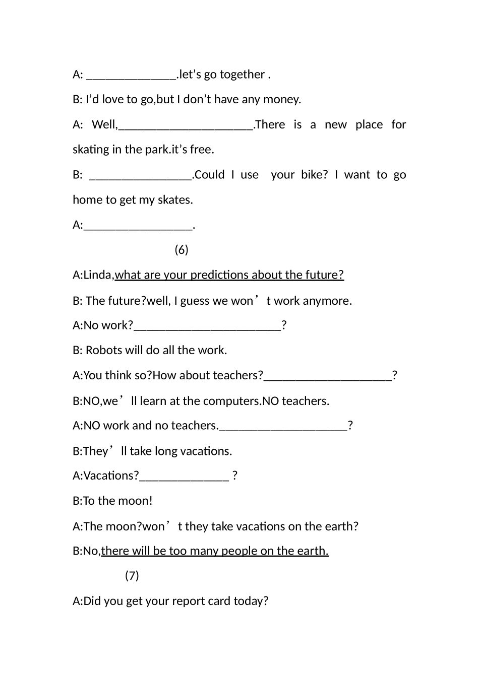 八年级下期末考试补全对话专练_第3页