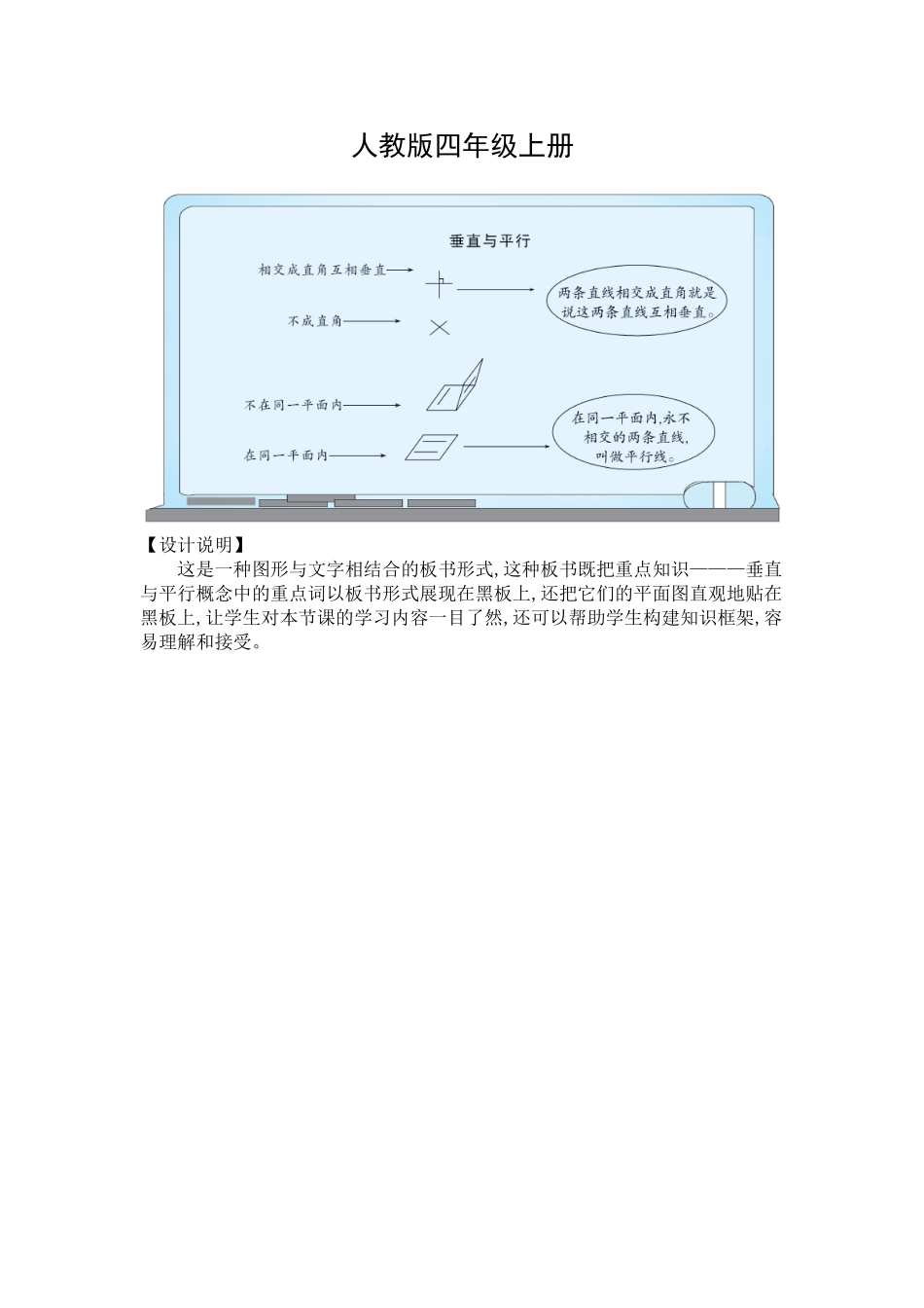 版小学数学金榜小博士配套资料板书设计垂直与平行人教版四年级上册_第1页