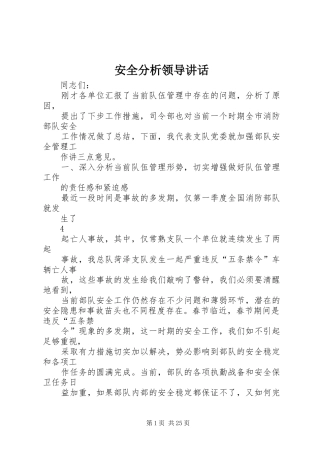 安全分析领导讲话