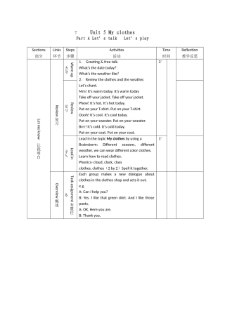 四下Unit5MyclothesPartA