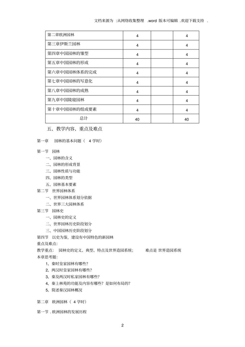 中外园林史教学大纲_第2页