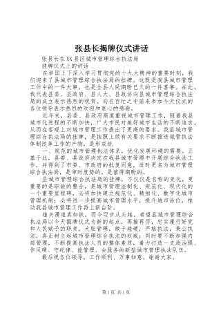张县长揭牌仪式讲话