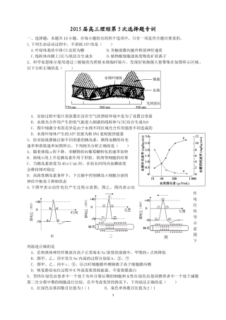 2015届高三理综第5次选择题专训