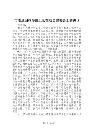 市委巡回指导组组长在动员部署会上的讲话