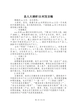 县人大调研XX村发言稿