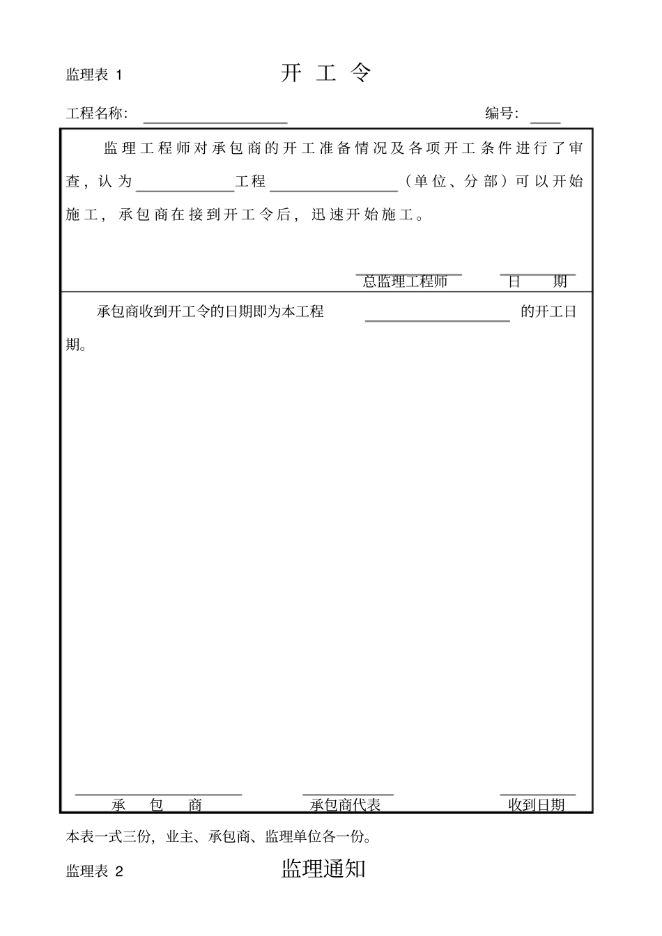 中外建天利工程监理咨询公司管理记录表格_第1页