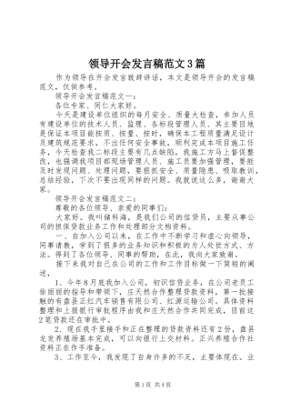 领导开会发言稿范文3篇