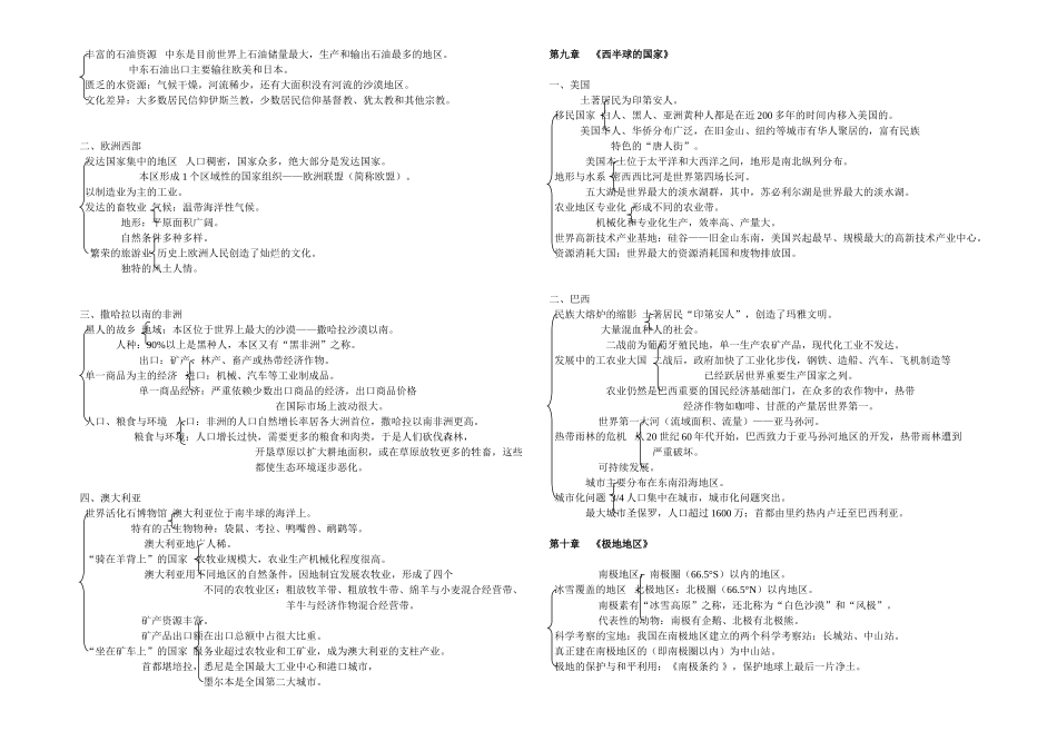 《地理七年级下册》知识提纲_第2页