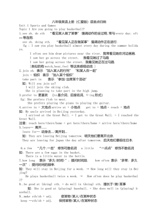 仁爱版英语八年级上册语法知识总结