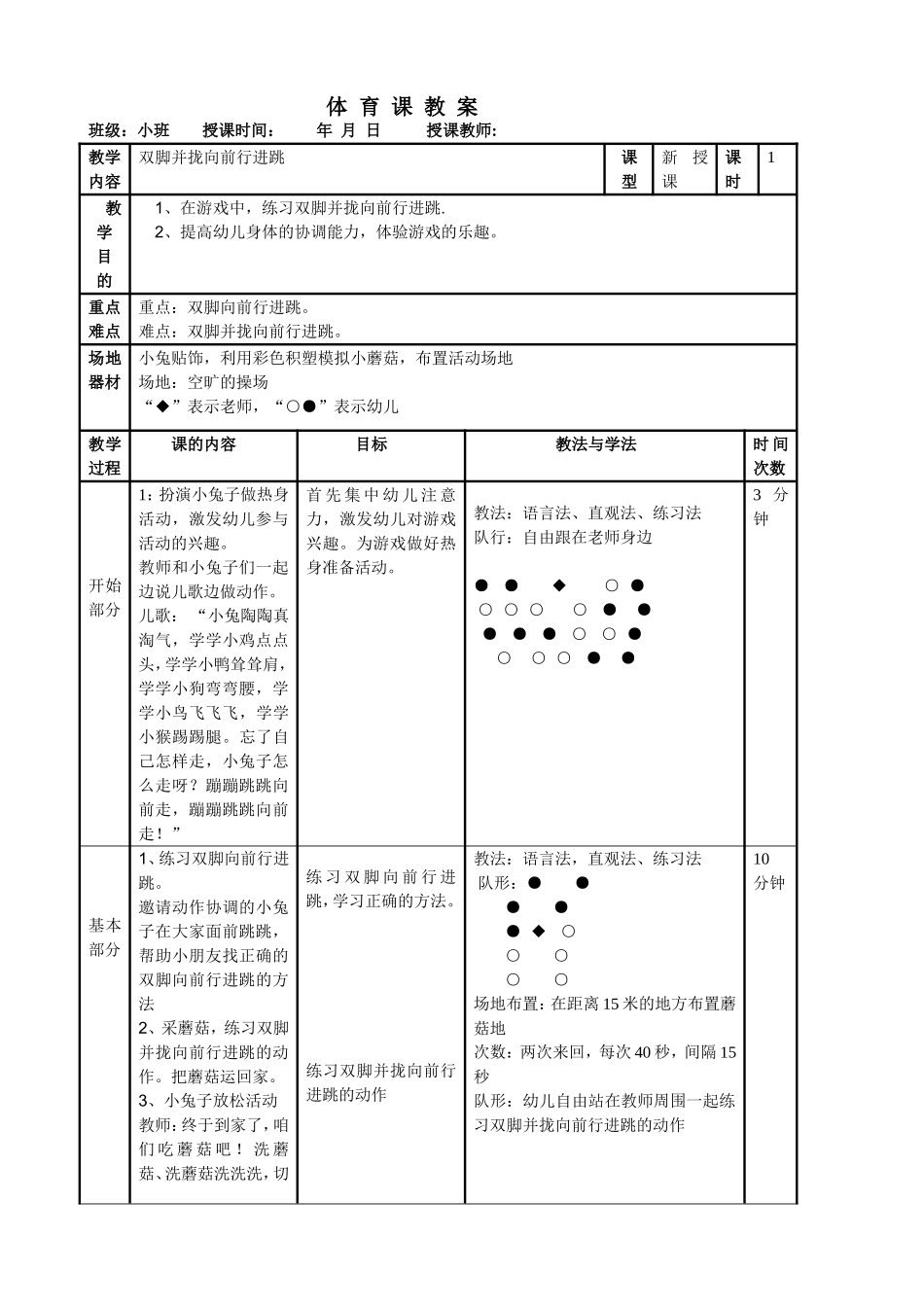 体育课教案;小班《小兔子采蘑菇》_第1页