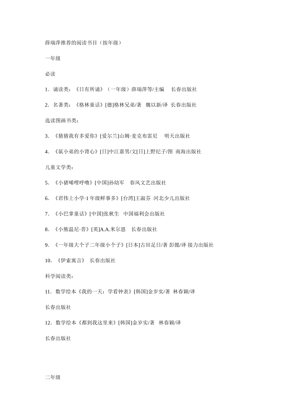 薛瑞萍推荐的阅读书目_第1页