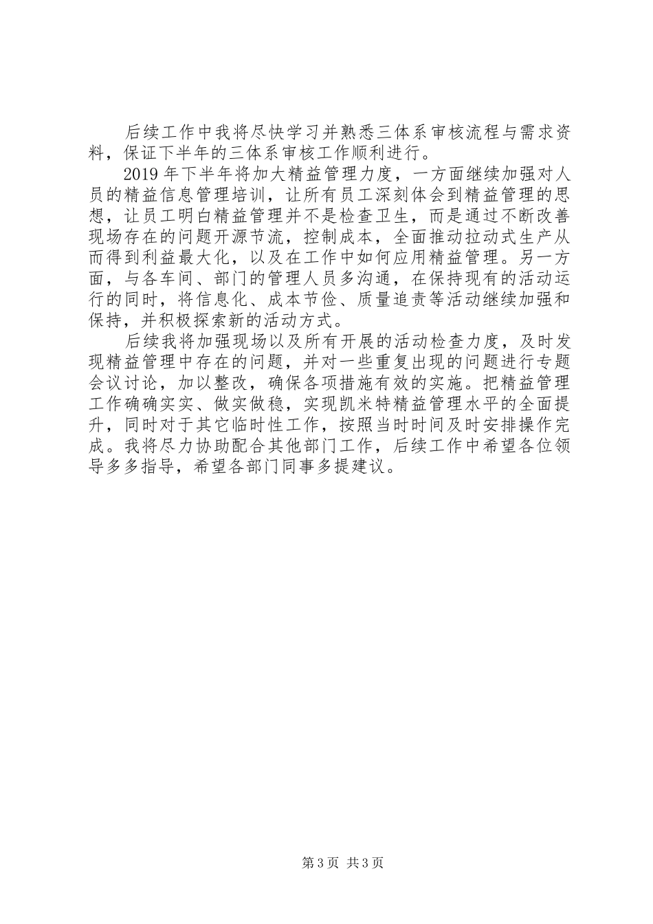 XX年上半年精益信息管理工作总结及下半年计划_第3页