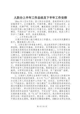 人防办上半年工作总结及下半年工作安排