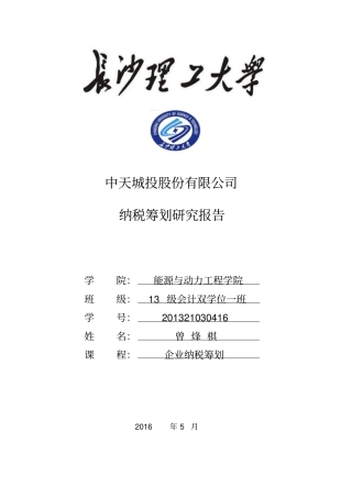 中天城投——纳税筹划报告汇总