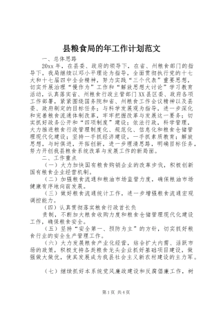 县粮食局的年工作计划范文