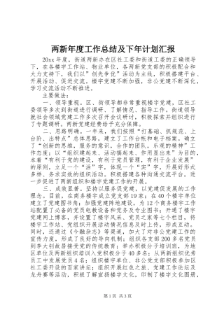 两新年度工作总结及下年计划汇报