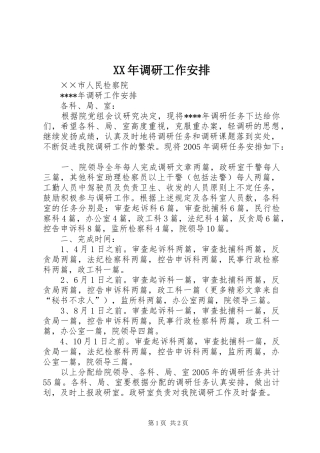 XX年调研工作安排