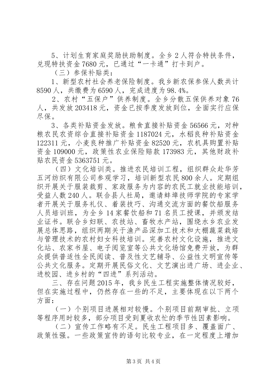 乡镇年度民生工程工作总结及工作计划_第3页