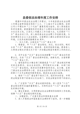 县委依法治理年度工作安排