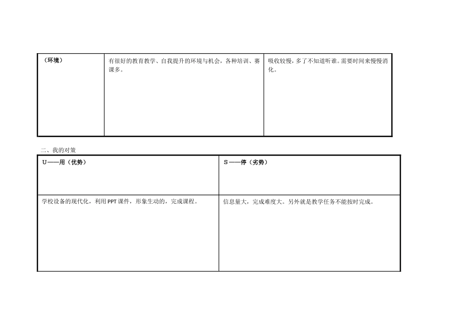 杨顺琼：个人自我诊断SWOT分析表_第2页