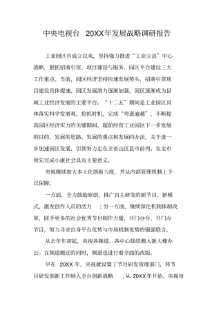 中央电视台20XX年发展战略调研报告