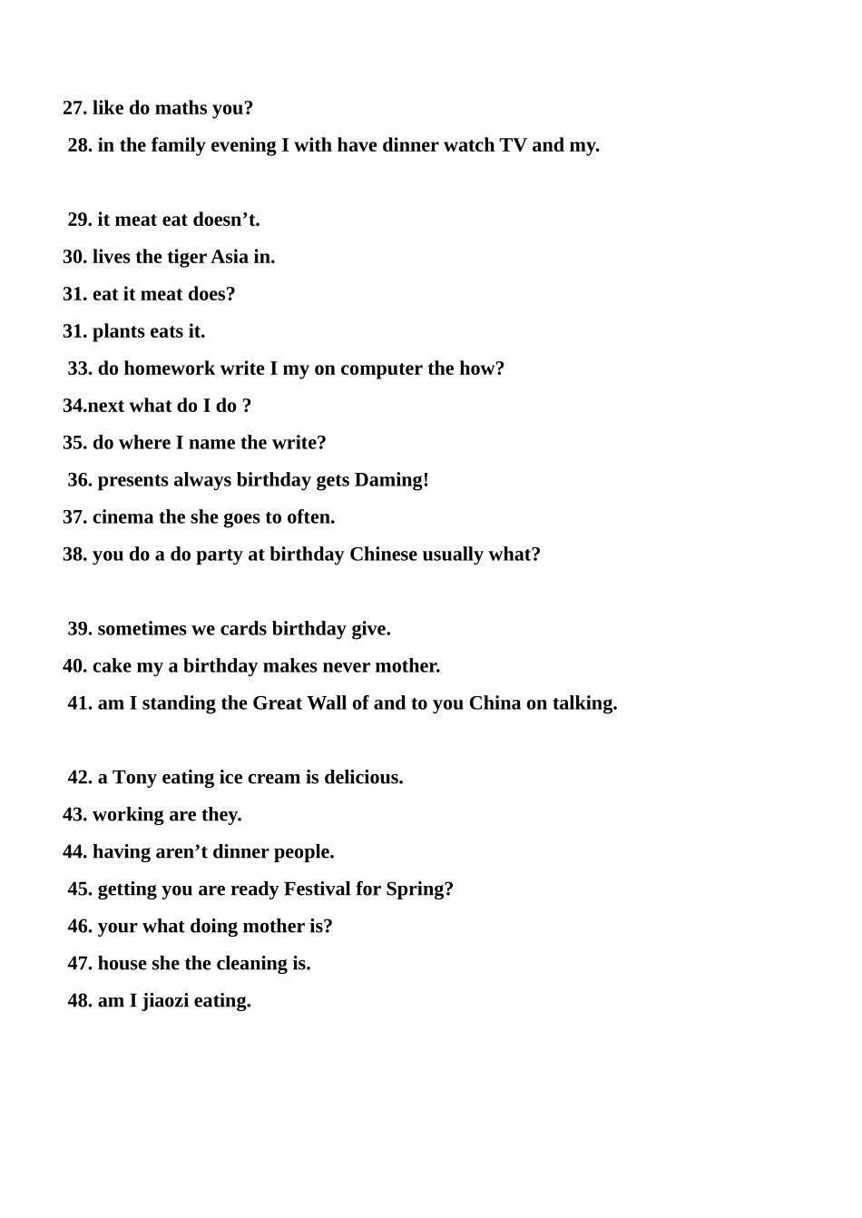 七年级连词成句_第2页