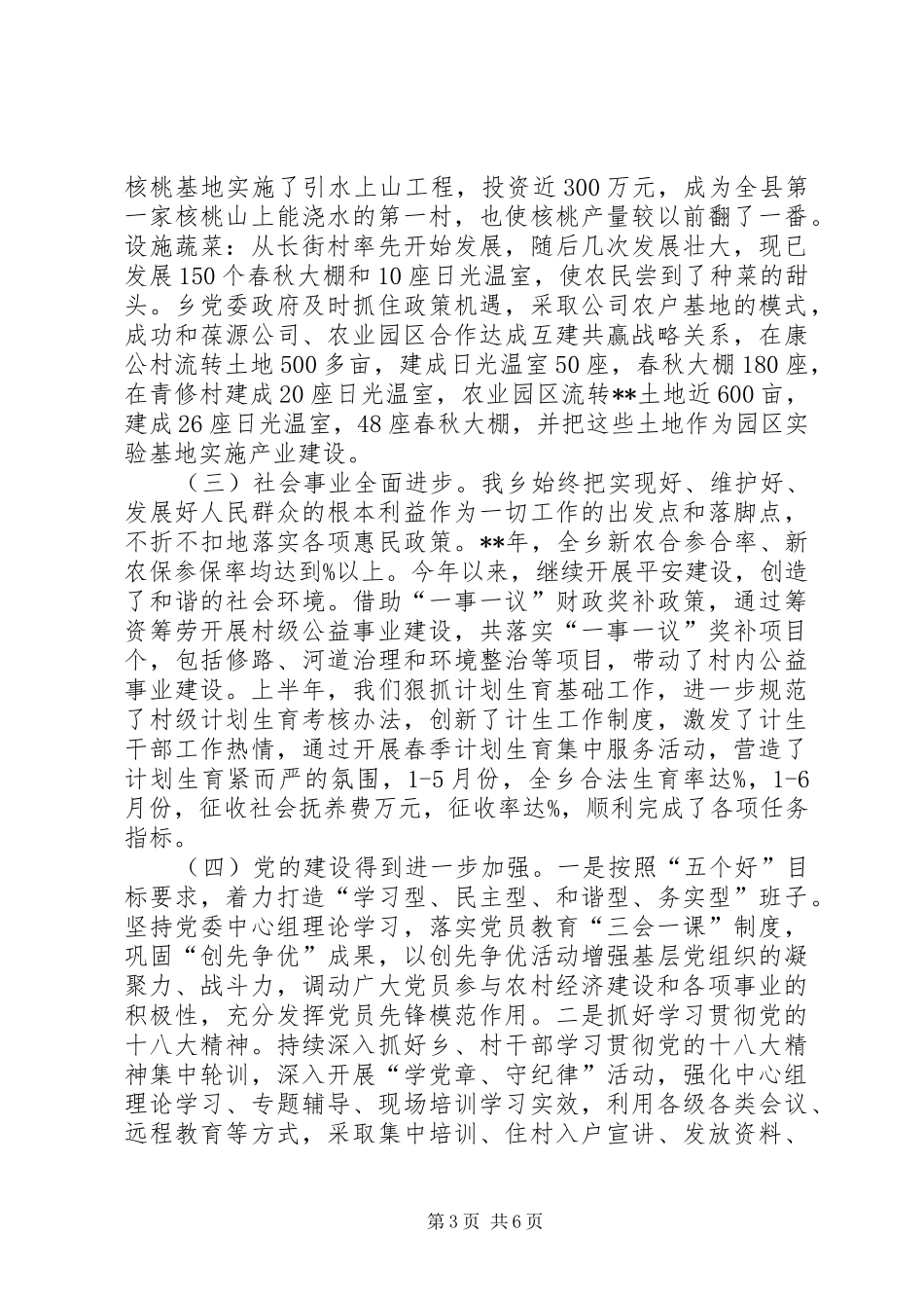 乡上半年工作总结暨下半年工作安排_第3页