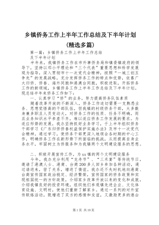 乡镇侨务工作上半年工作总结及下半年计划(精选多篇)
