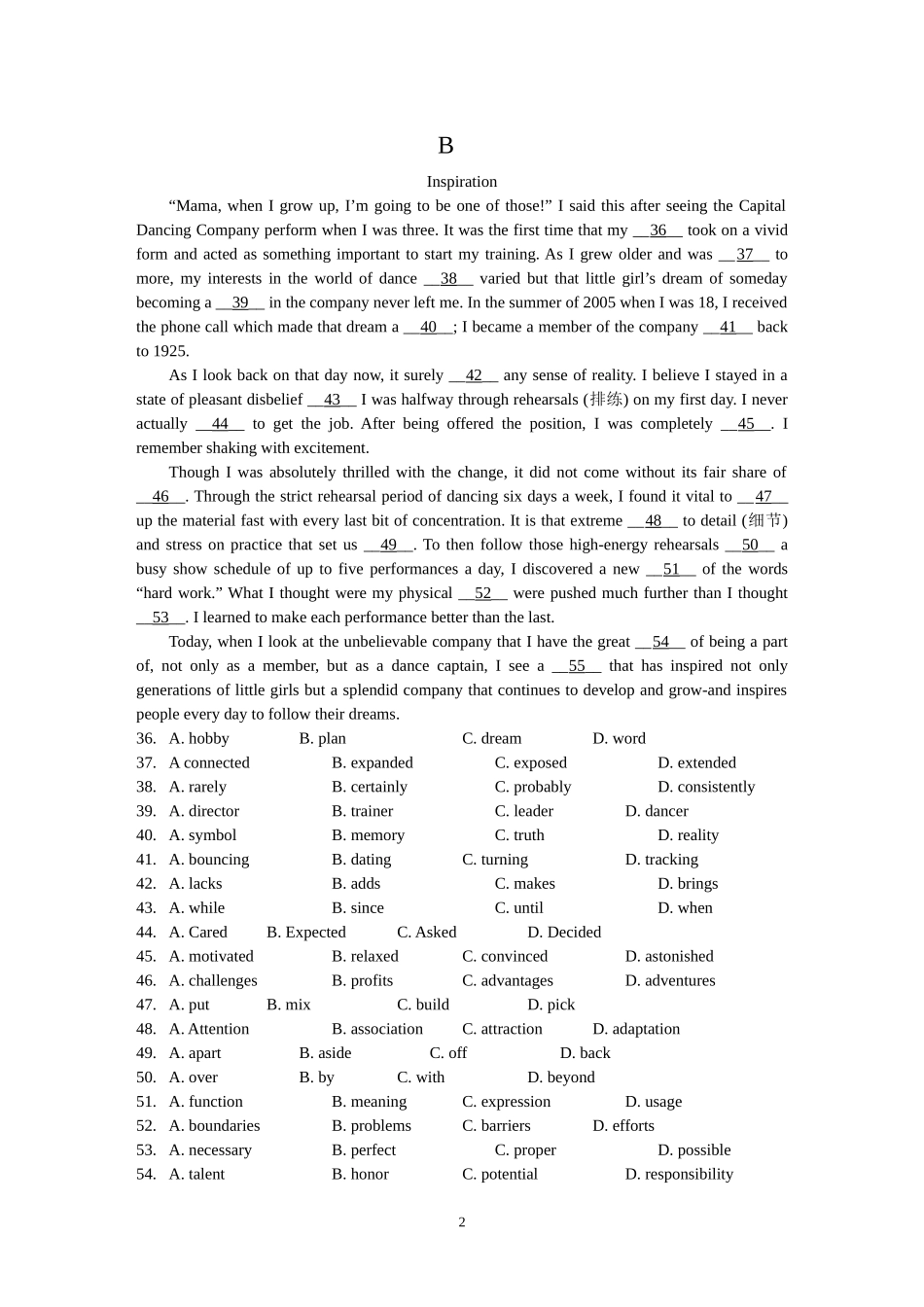 高二英语完形填空_第2页