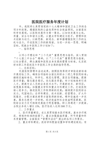 医院医疗服务年度计划