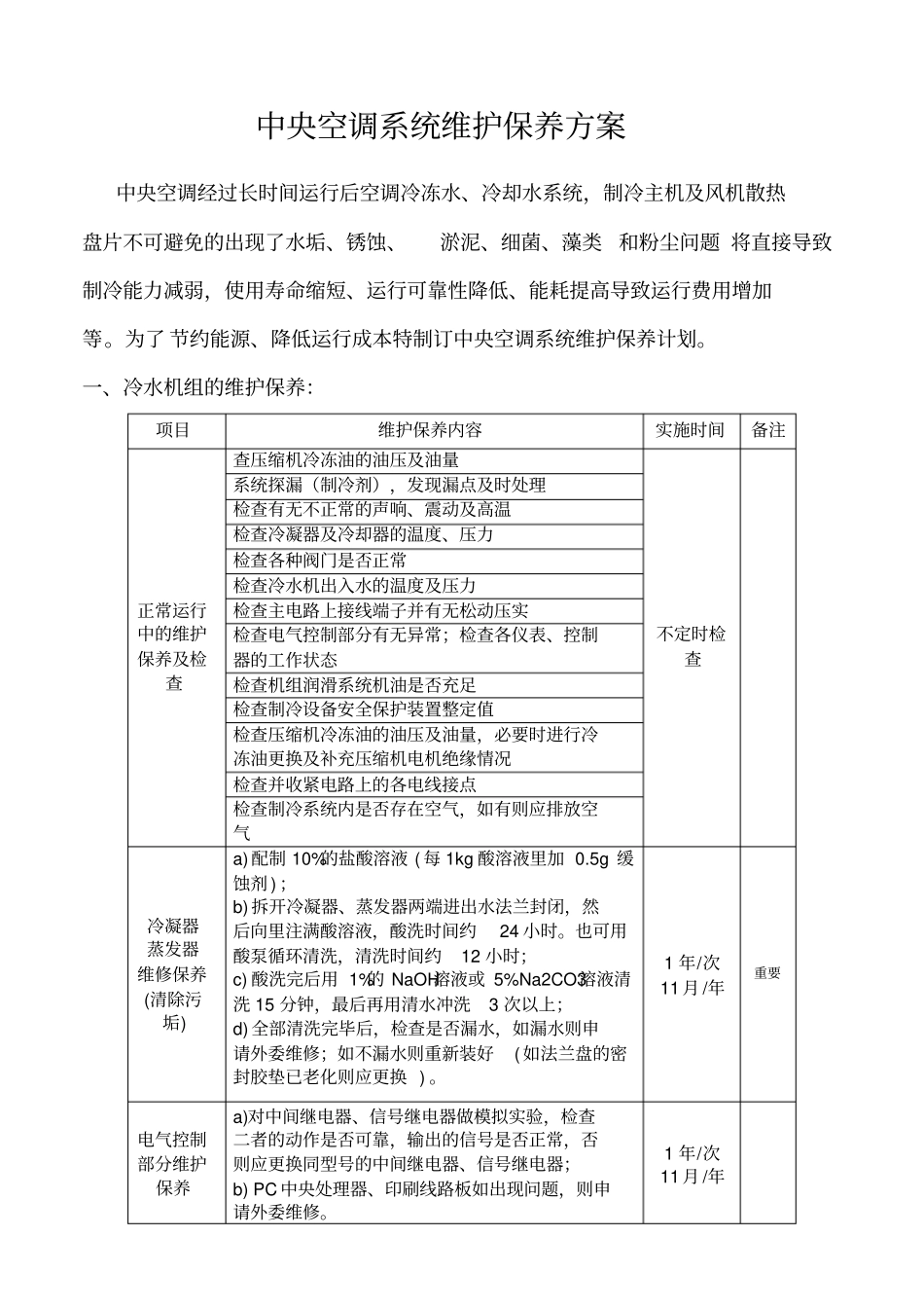 中央空调的维保方案_第1页
