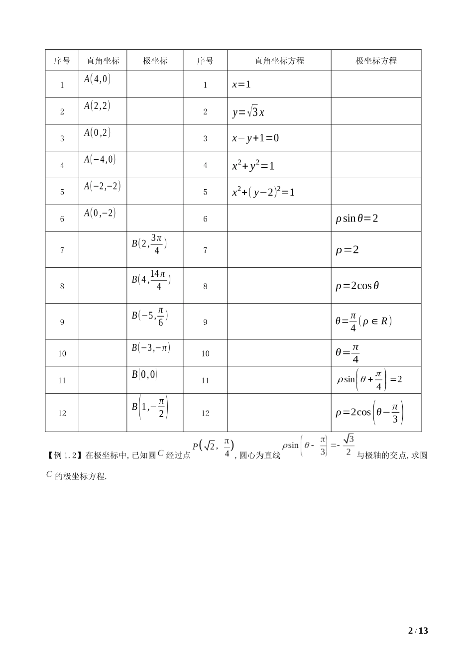 2014极坐标与参数方程教师版_第2页