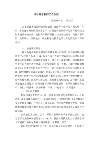 指导青年教师工作总结