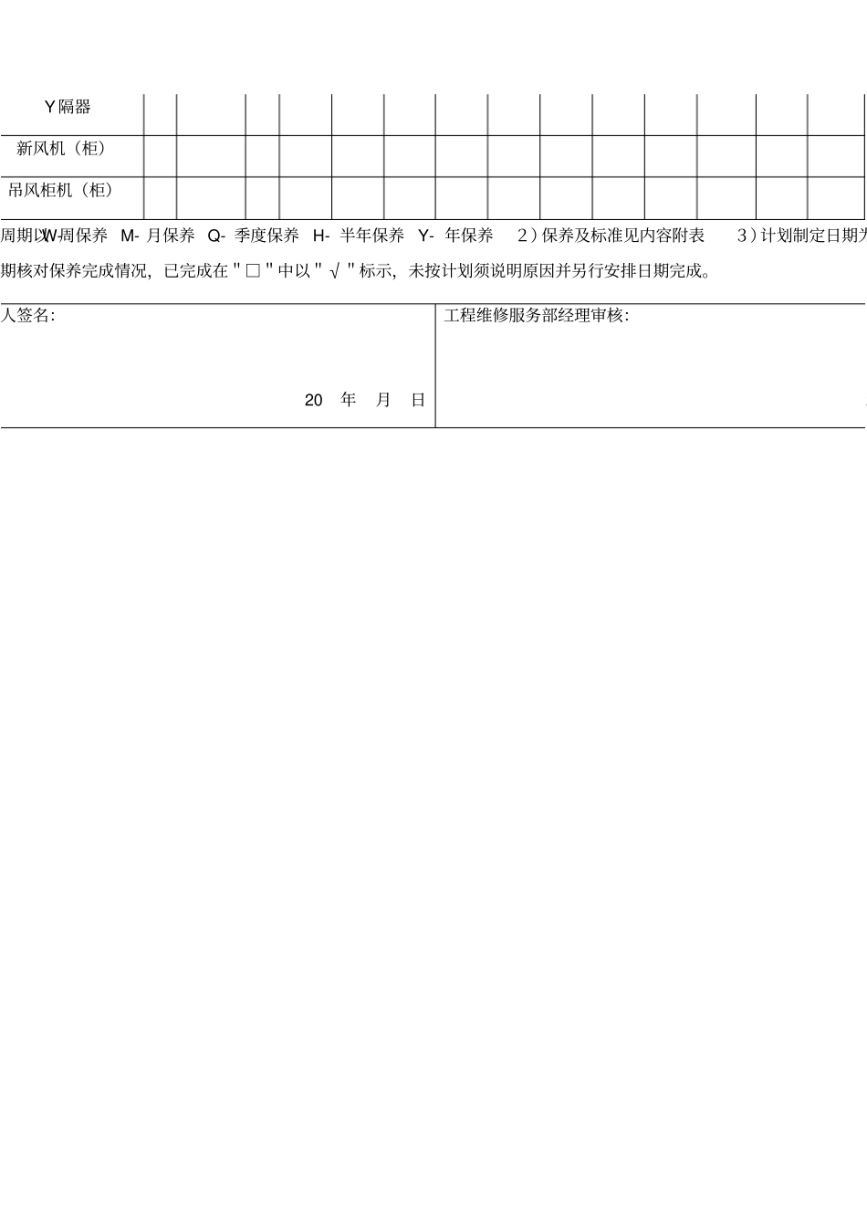 中央空调系统保养计划表_第2页
