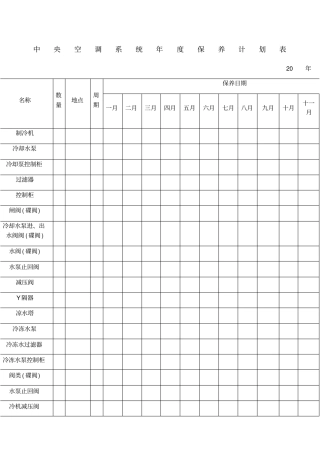 中央空调系统保养计划表