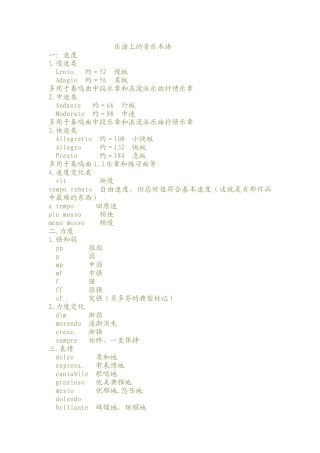 乐谱上的音乐术语