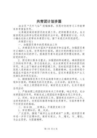 共青团计划多篇