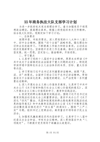 XX年商务执法大队支部学习计划