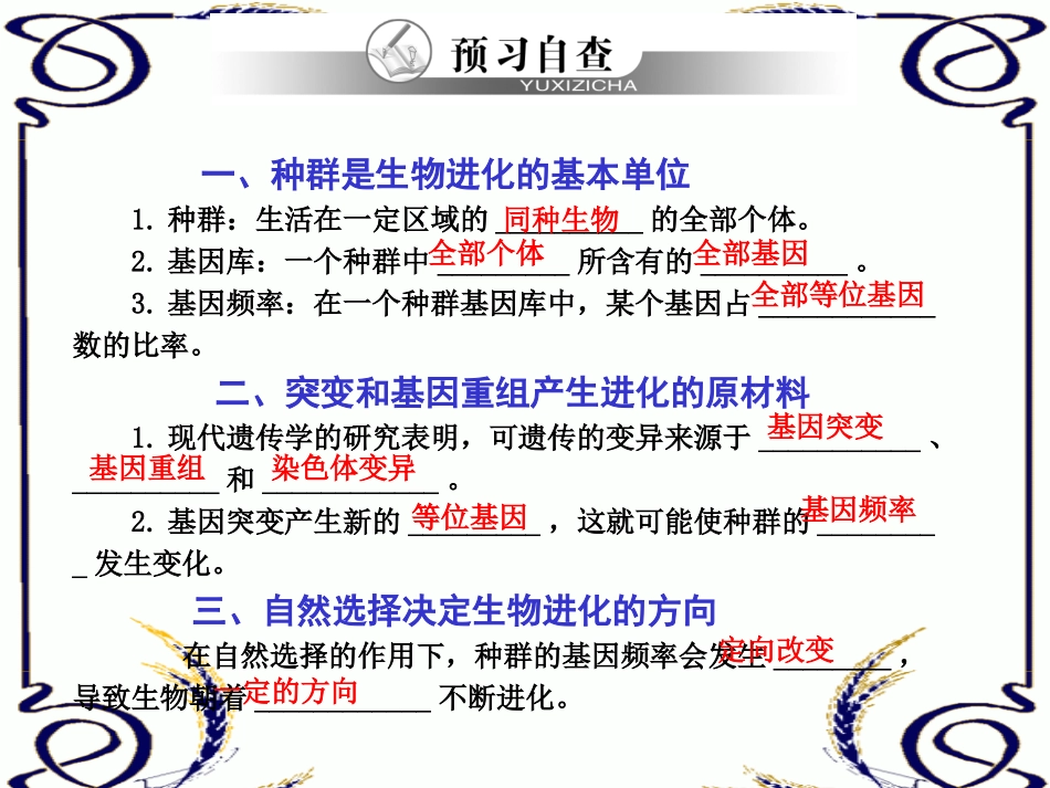 人教版必修二第七章第二节现代生物进化理论的主要内容（共30张PPT）_第3页