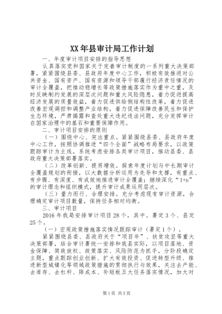 XX年县审计局工作计划