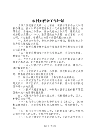农村妇代会工作计划