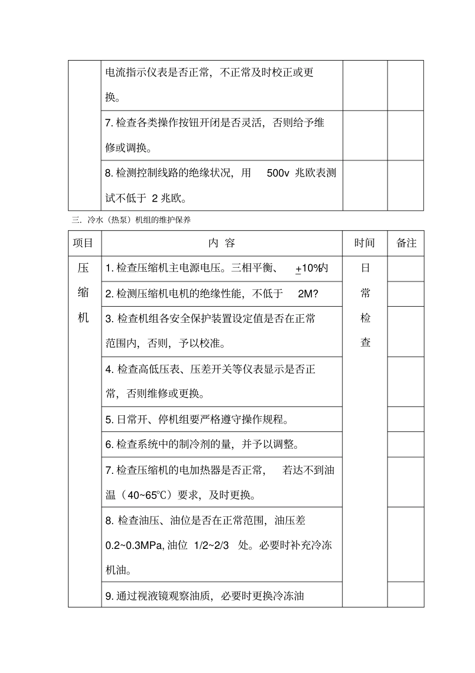 中央空调螺杆式冷水机组维保计划书_第2页