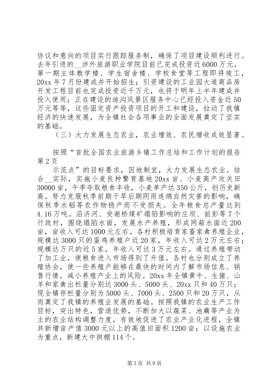 乡镇工作总结和工作计划的报告_第3页