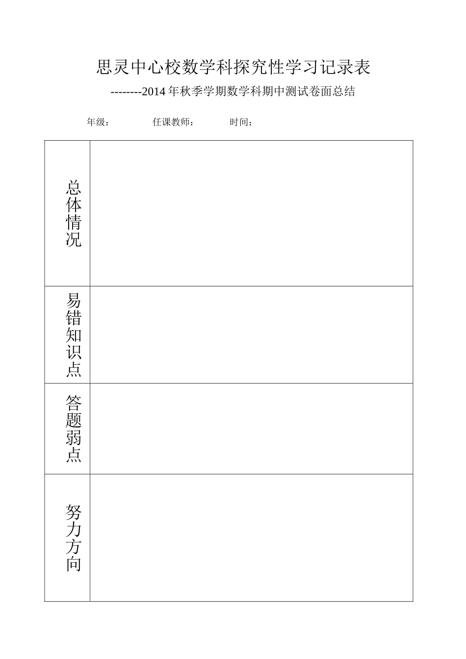 思灵中心校数学科探究性学习记录表_第1页