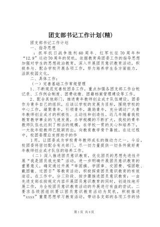 团支部书记工作计划(精)