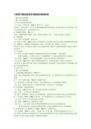 八年级下册历史全本书的知识结构体系