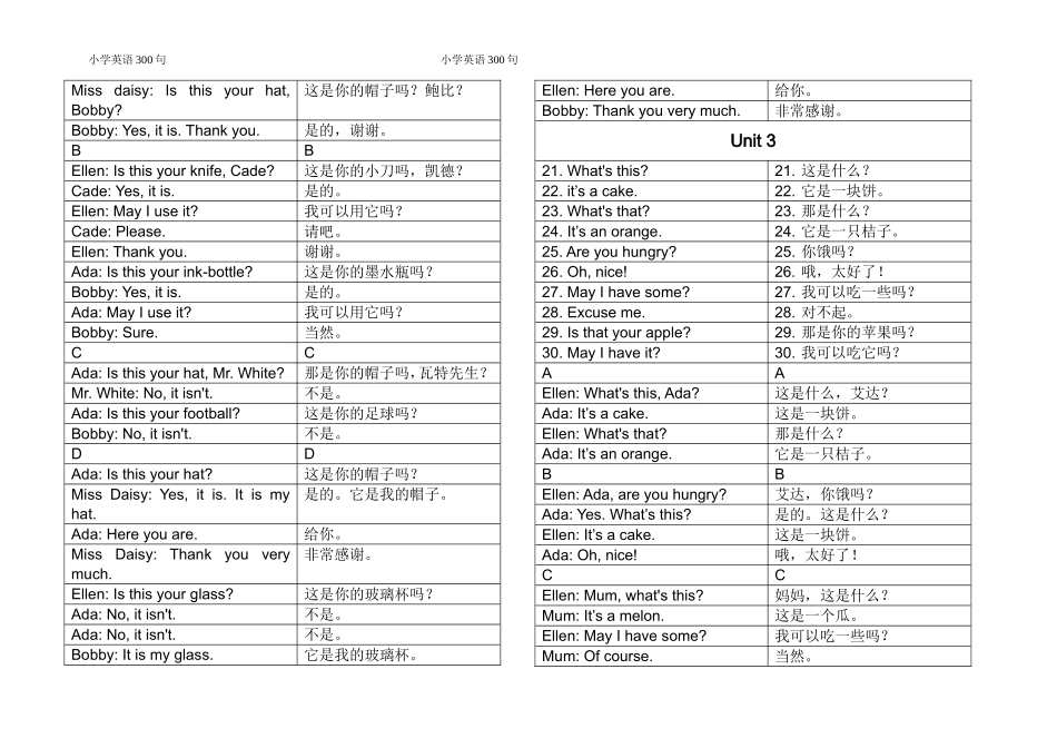 小学英语300句文本中英文版_第2页